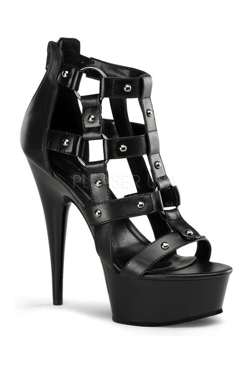 PLEASER DELIGHT-682 Platform Sandal | Black Faux Leather