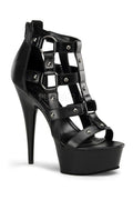 PLEASER DELIGHT-682 Platform Sandal | Black Faux Leather