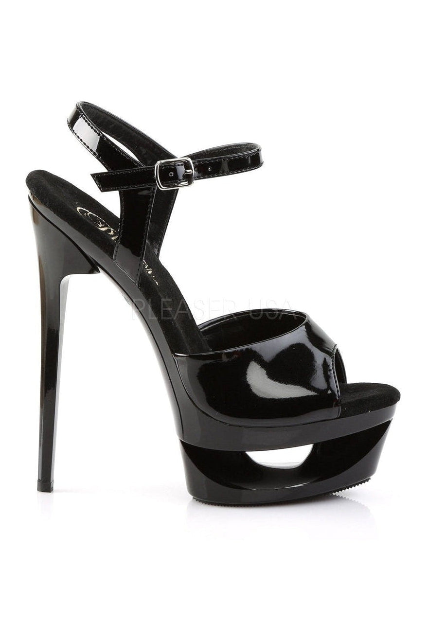 PLEASER ECLIPSE-609 Platform Sandal | Black Patent