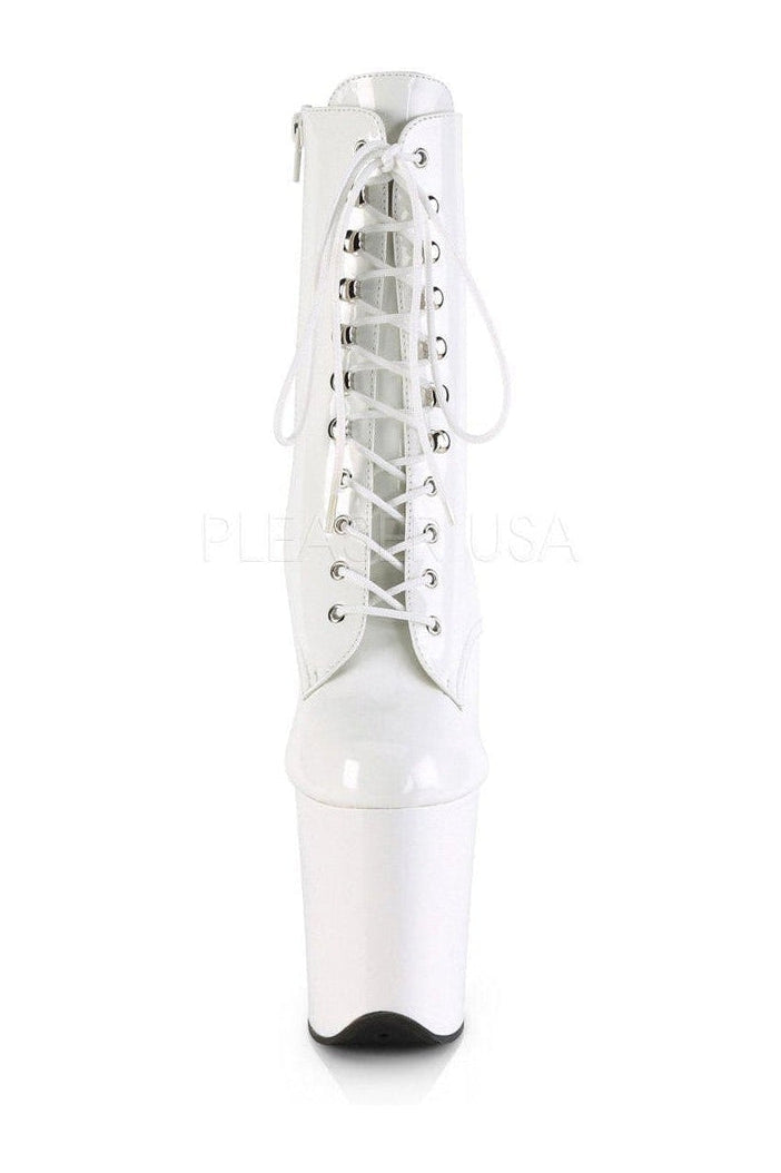 PLEASER FLAMINGO-1020 Platform Ankle Boot | White Patent