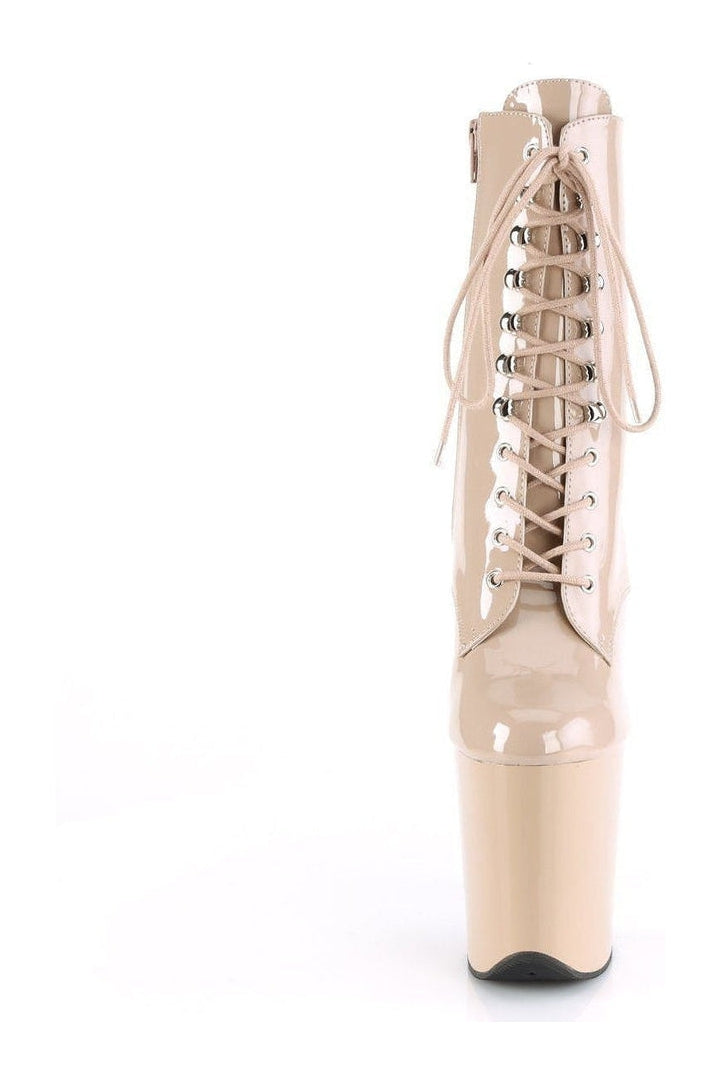 PLEASER FLAMINGO-1020 Exotic Platform Boot | Nude Patent