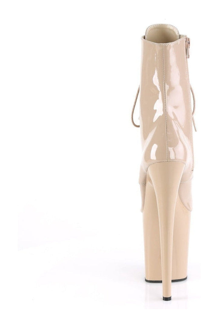 PLEASER FLAMINGO-1020 Exotic Platform Boot | Nude Patent