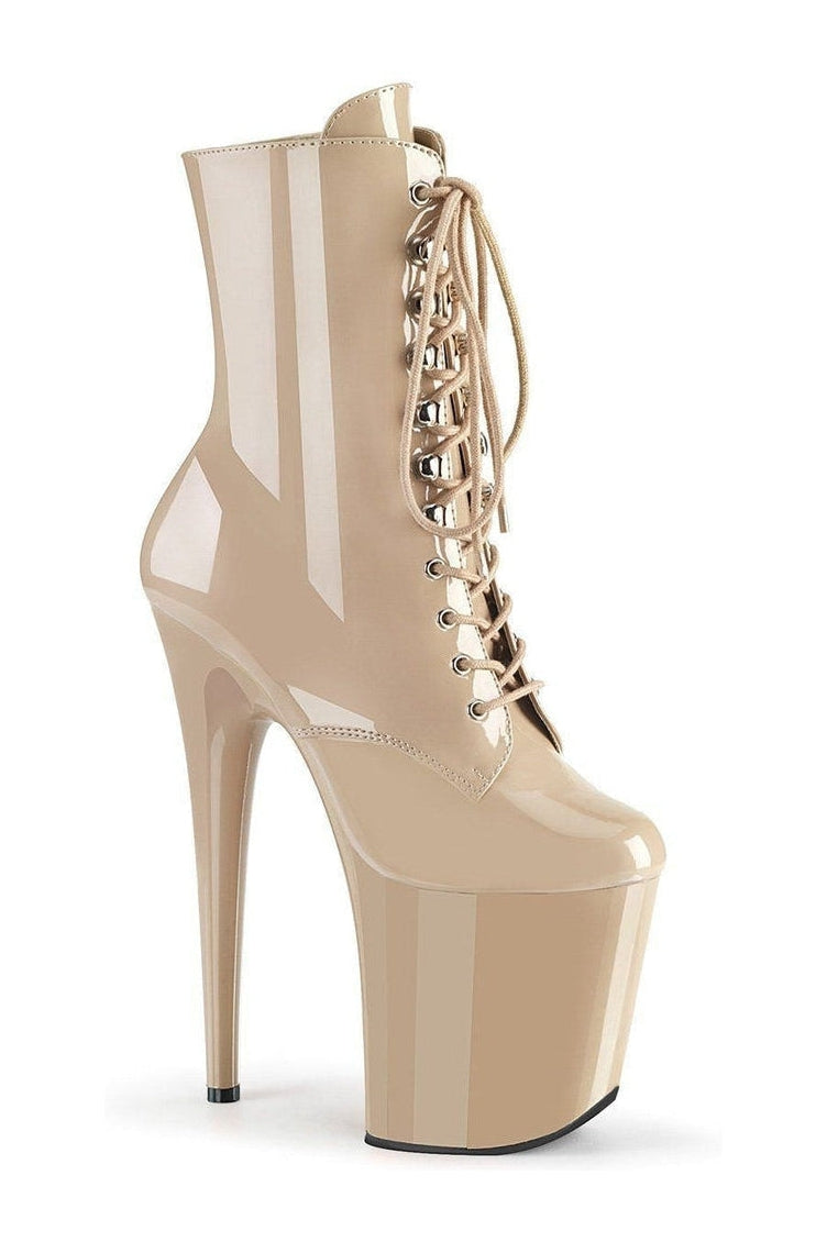 PLEASER FLAMINGO-1020 Exotic Platform Boot | Nude Patent