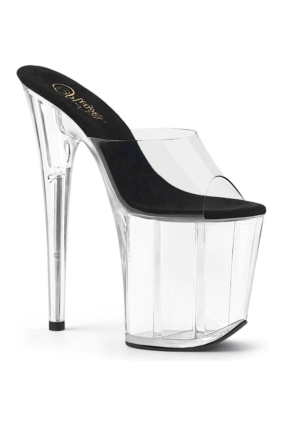 PLEASER FLAMINGO-801 Exotic Slide | Black Faux Leather