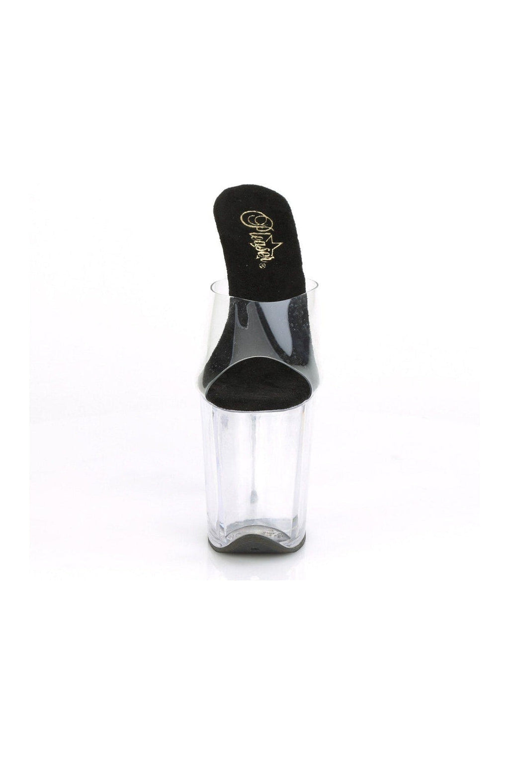PLEASER FLAMINGO-801 Exotic Slide | Black Faux Leather