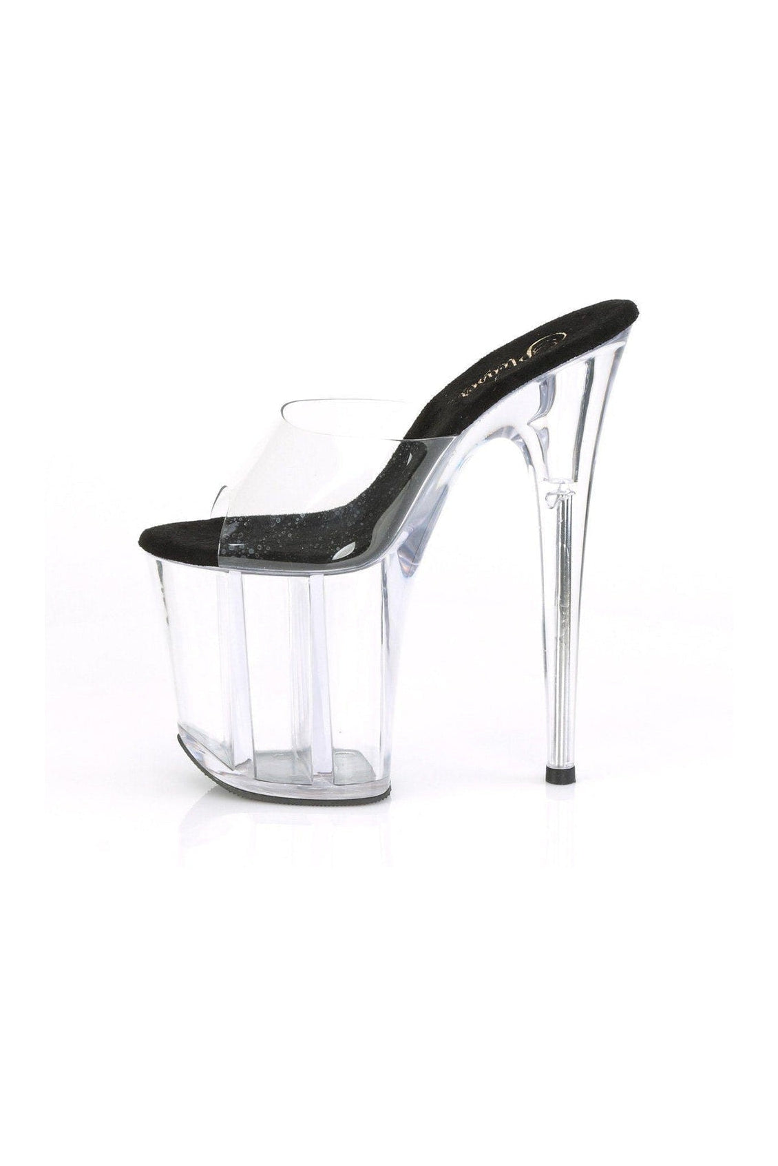 PLEASER FLAMINGO-801 Exotic Slide | Black Faux Leather