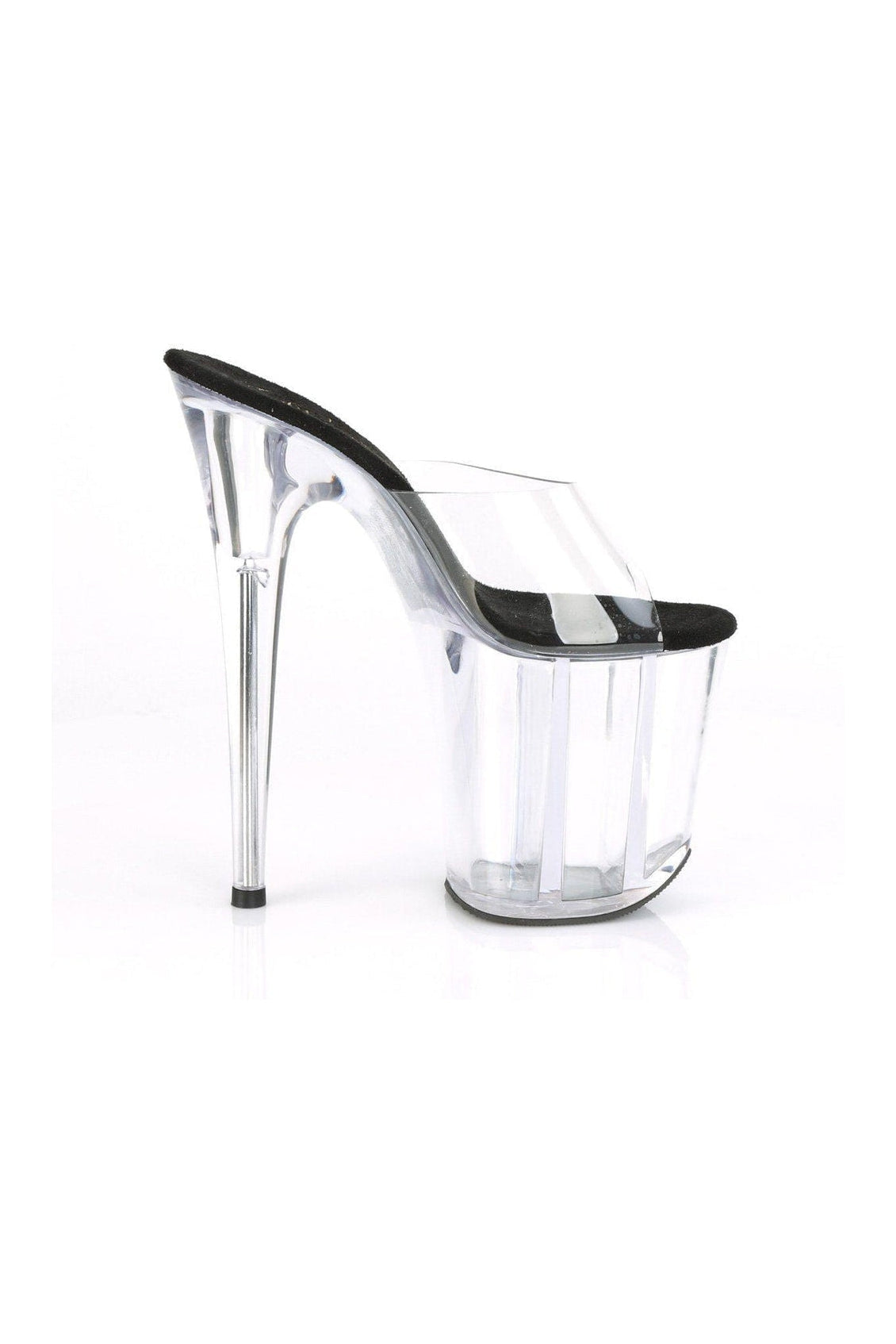 PLEASER FLAMINGO-801 Exotic Slide | Black Faux Leather