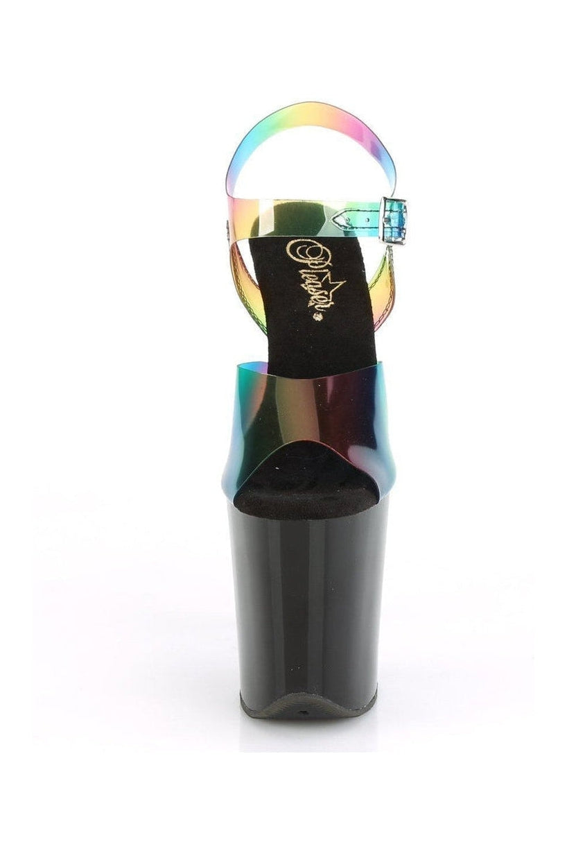 PLEASER FLAMINGO-808RB Exotic Sandal | Rainbow Vinyl