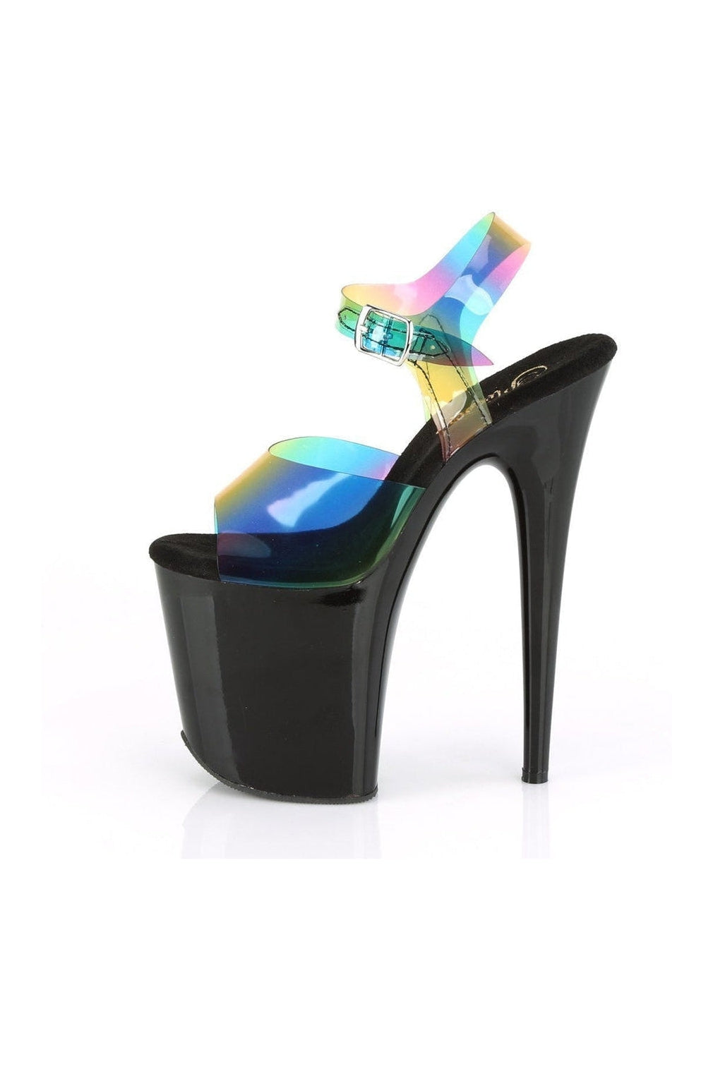 PLEASER FLAMINGO-808RB Exotic Sandal | Rainbow Vinyl