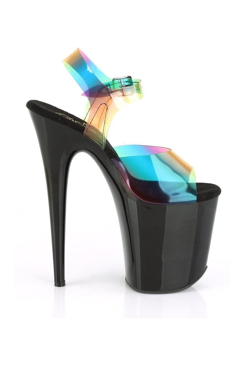 PLEASER FLAMINGO-808RB Exotic Sandal | Rainbow Vinyl