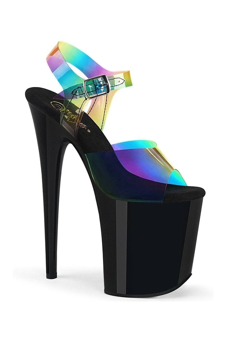 PLEASER FLAMINGO-808RB Exotic Sandal | Rainbow Vinyl