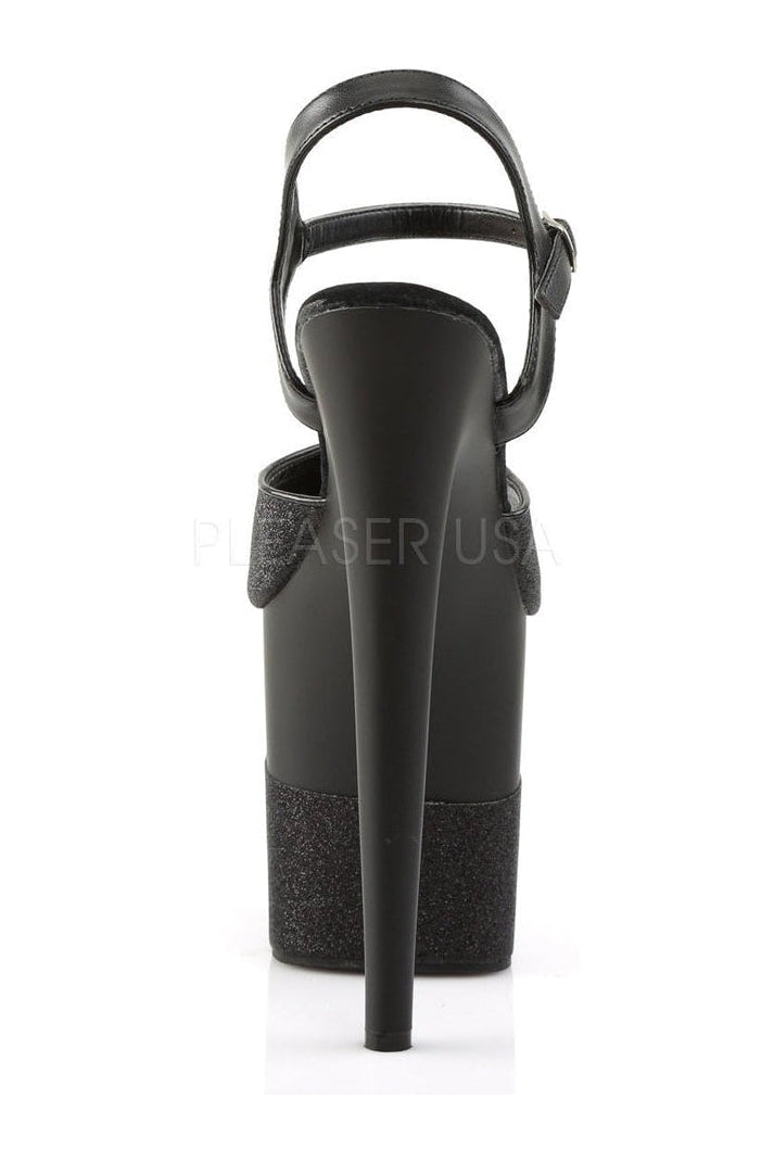 PLEASER FLAMINGO-809-2G Platform Sandal | Black Glitter