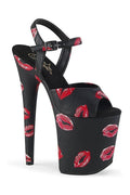 PLEASER FLAMINGO-809KISSES Exotic Sandal | Black Faux Leather