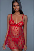  Heart Design Mesh Babydoll