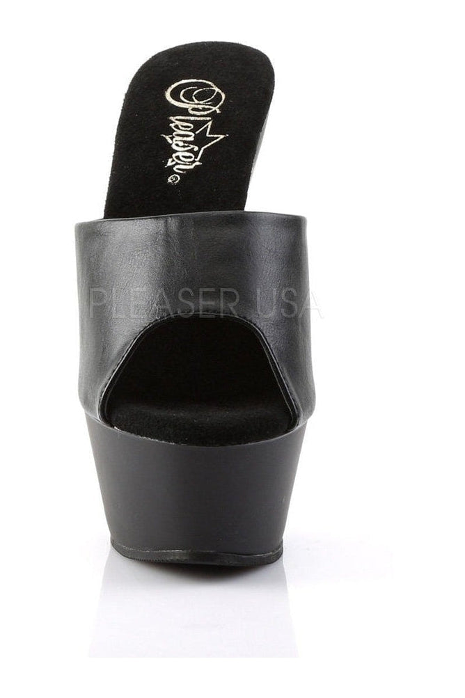 PLEASER KISS-201 Platform Sandal | Black Faux Leather