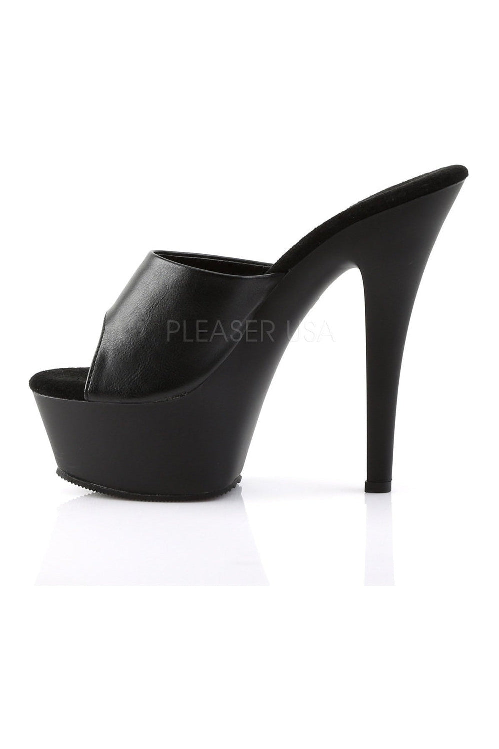 PLEASER KISS-201 Platform Sandal | Black Faux Leather