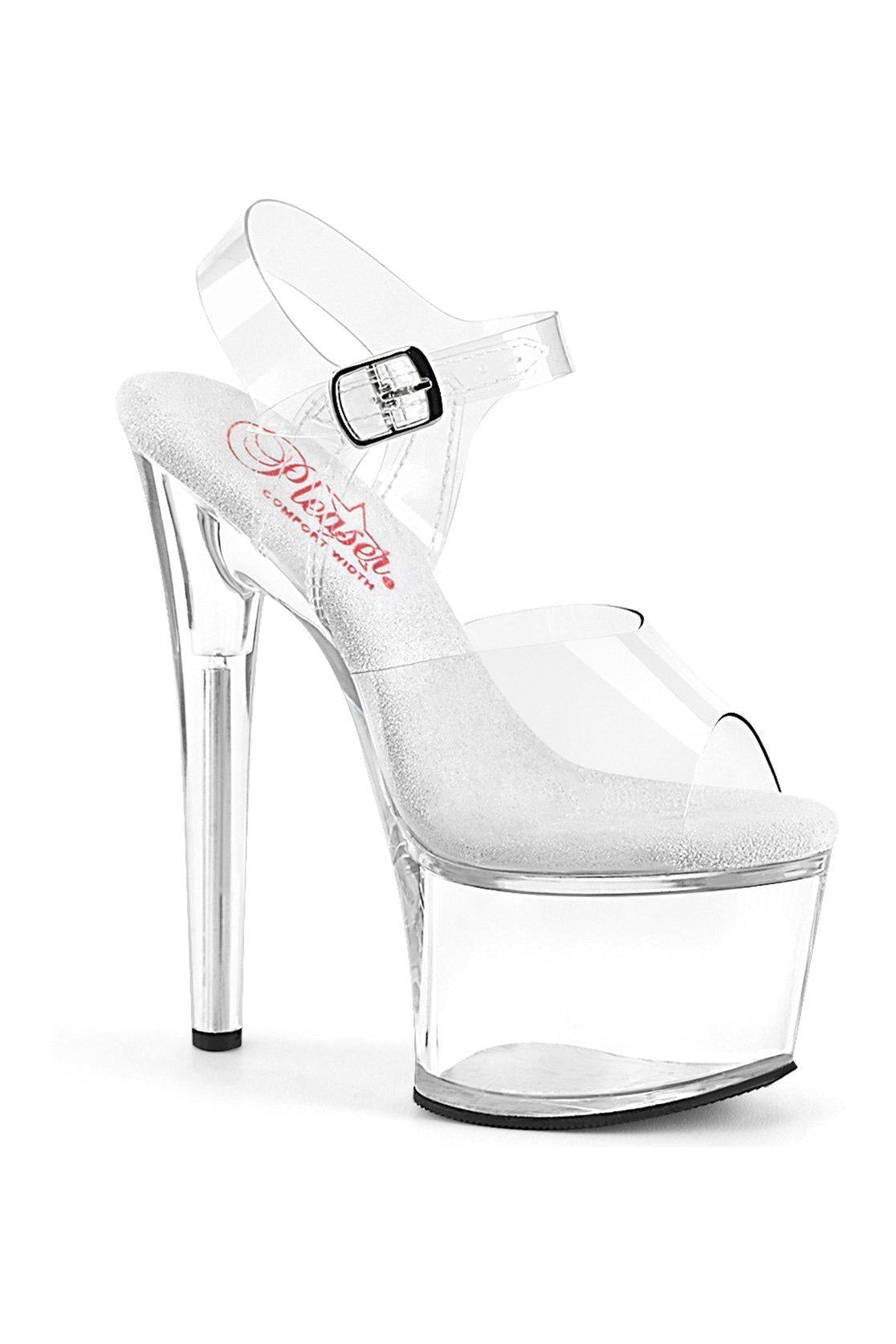 PLEASER PASSION-708 Sandal | Clear Vinyl