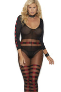 Plus Size Striped Bodystocking