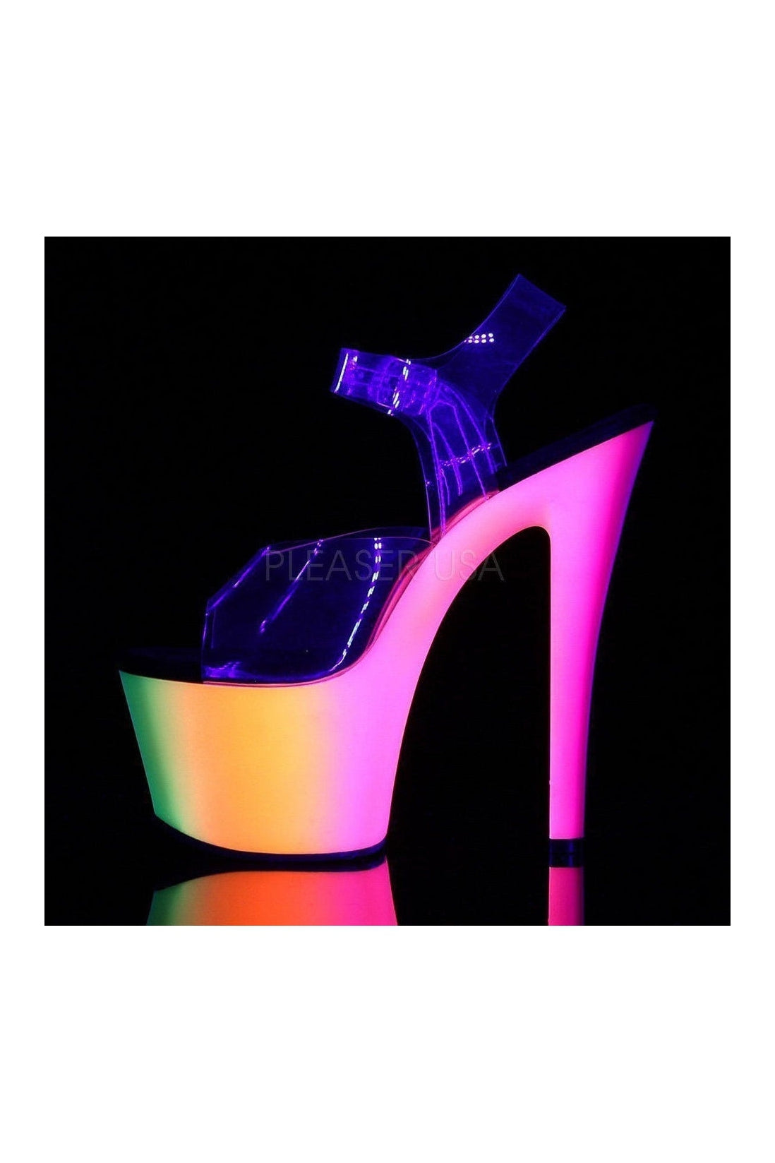 PLEASER RAINBOW-308UV Platform Sandal | Clear Vinyl