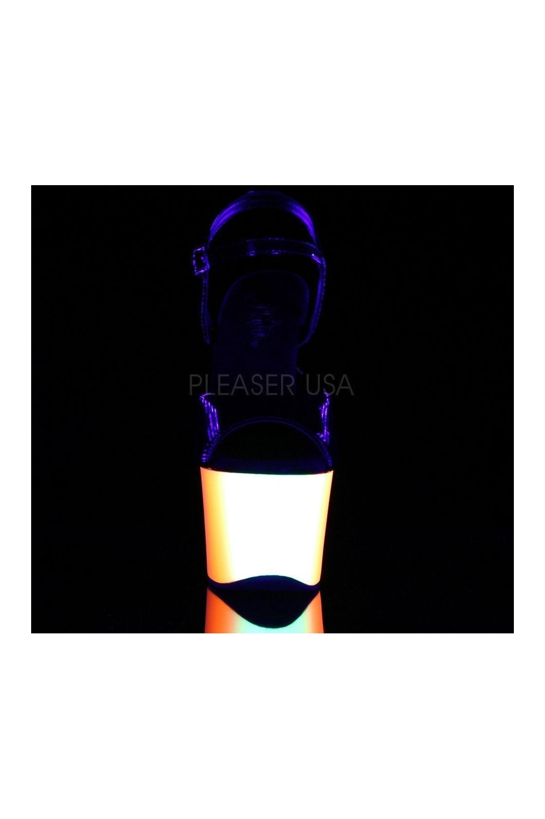PLEASER RAINBOW-309UV Platform Sandal | Black Patent