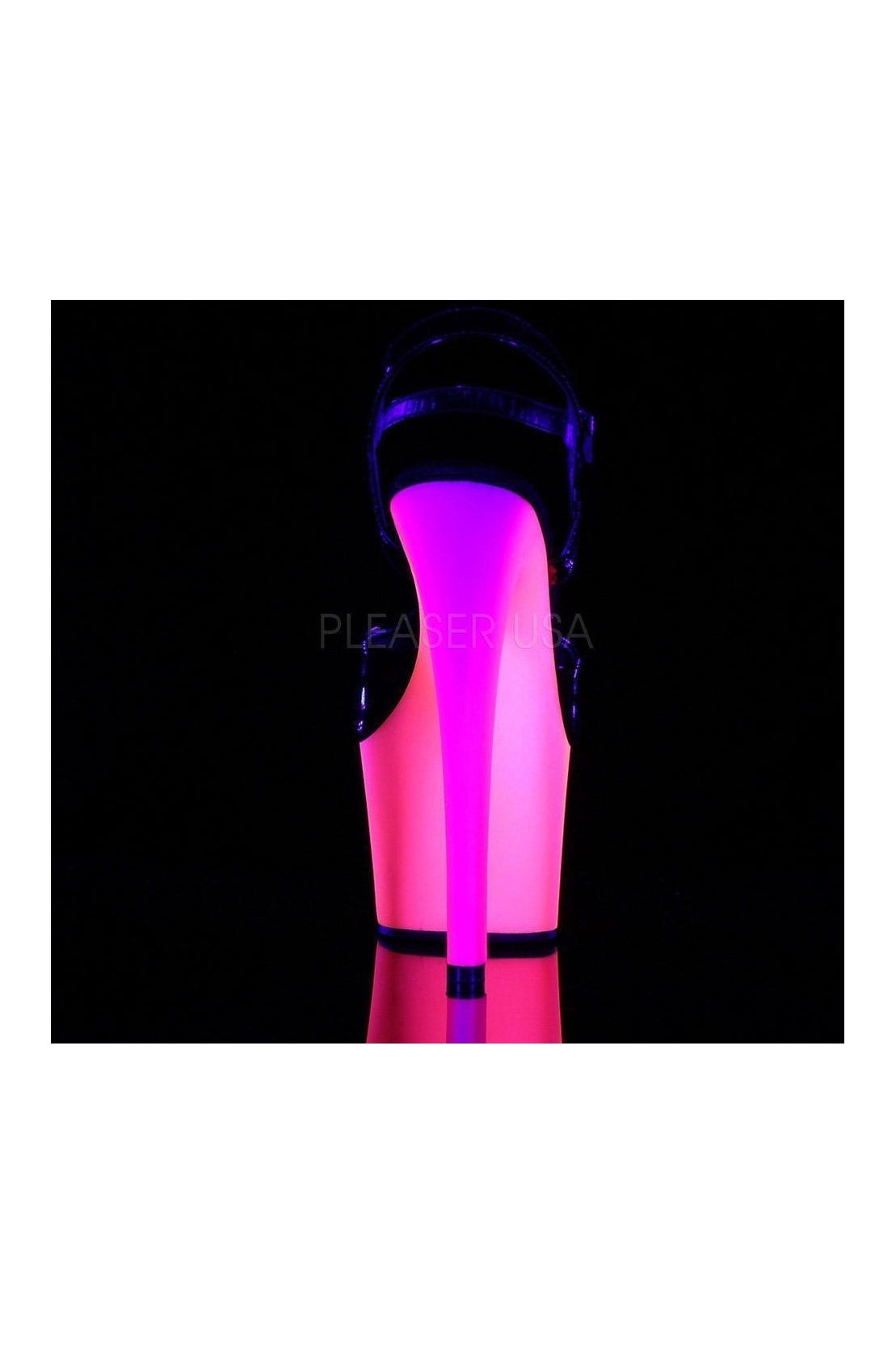 PLEASER RAINBOW-309UV Platform Sandal | Black Patent