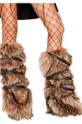  Roma Pair Of Faux Fur Leg Warmers With Strap Detail