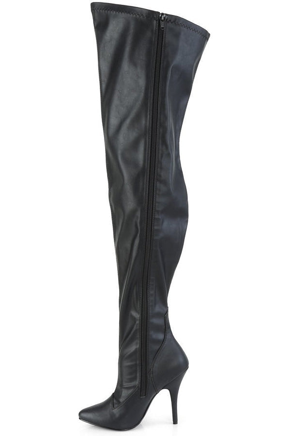  SEDUCE-3000WC Wide Calf Boot | Black Faux Leather