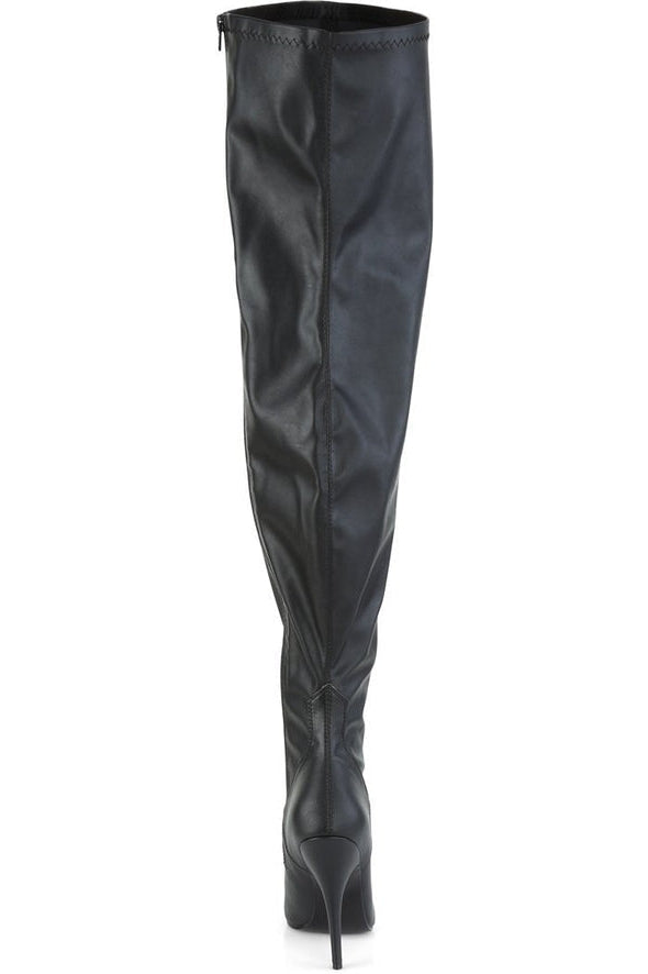  SEDUCE-3000WC Wide Calf Boot | Black Faux Leather