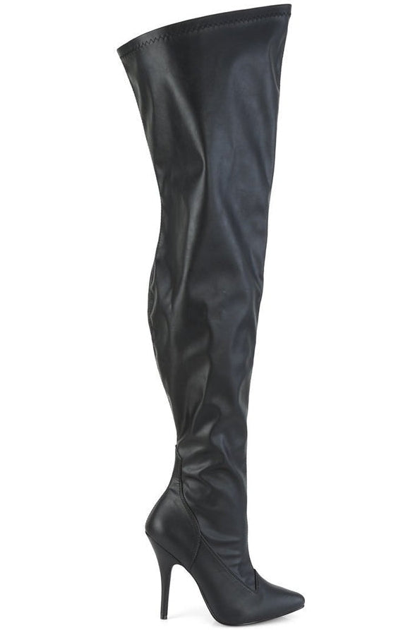  SEDUCE-3000WC Wide Calf Boot | Black Faux Leather