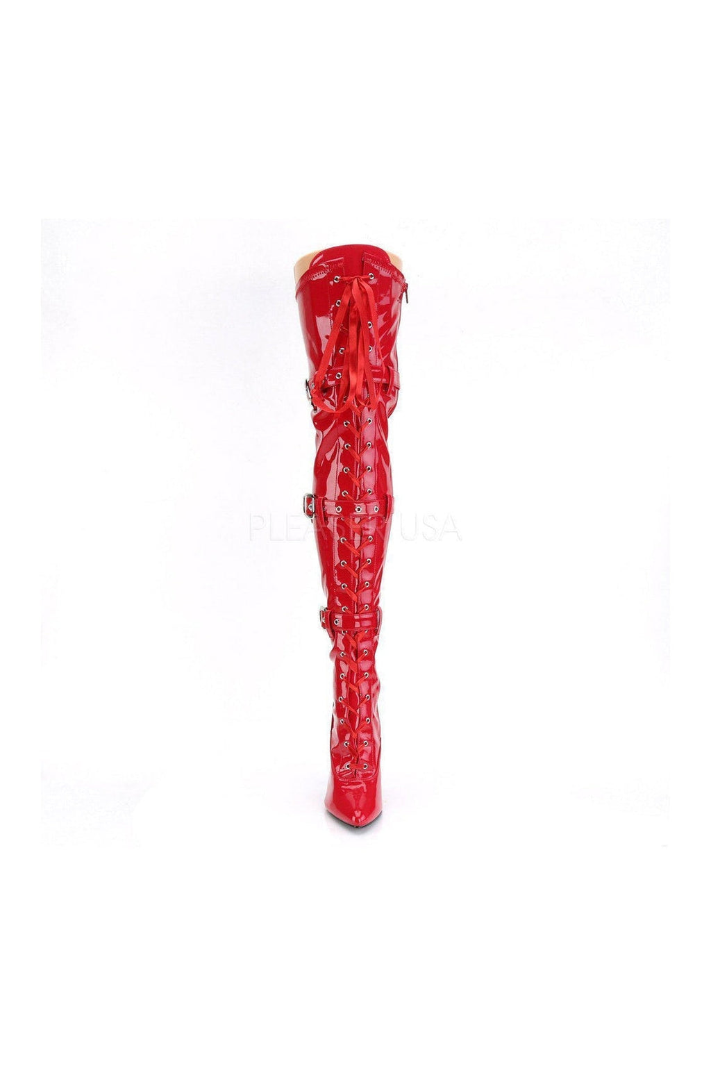 PLEASER SEDUCE-3028 Thigh Boot | Red Patent