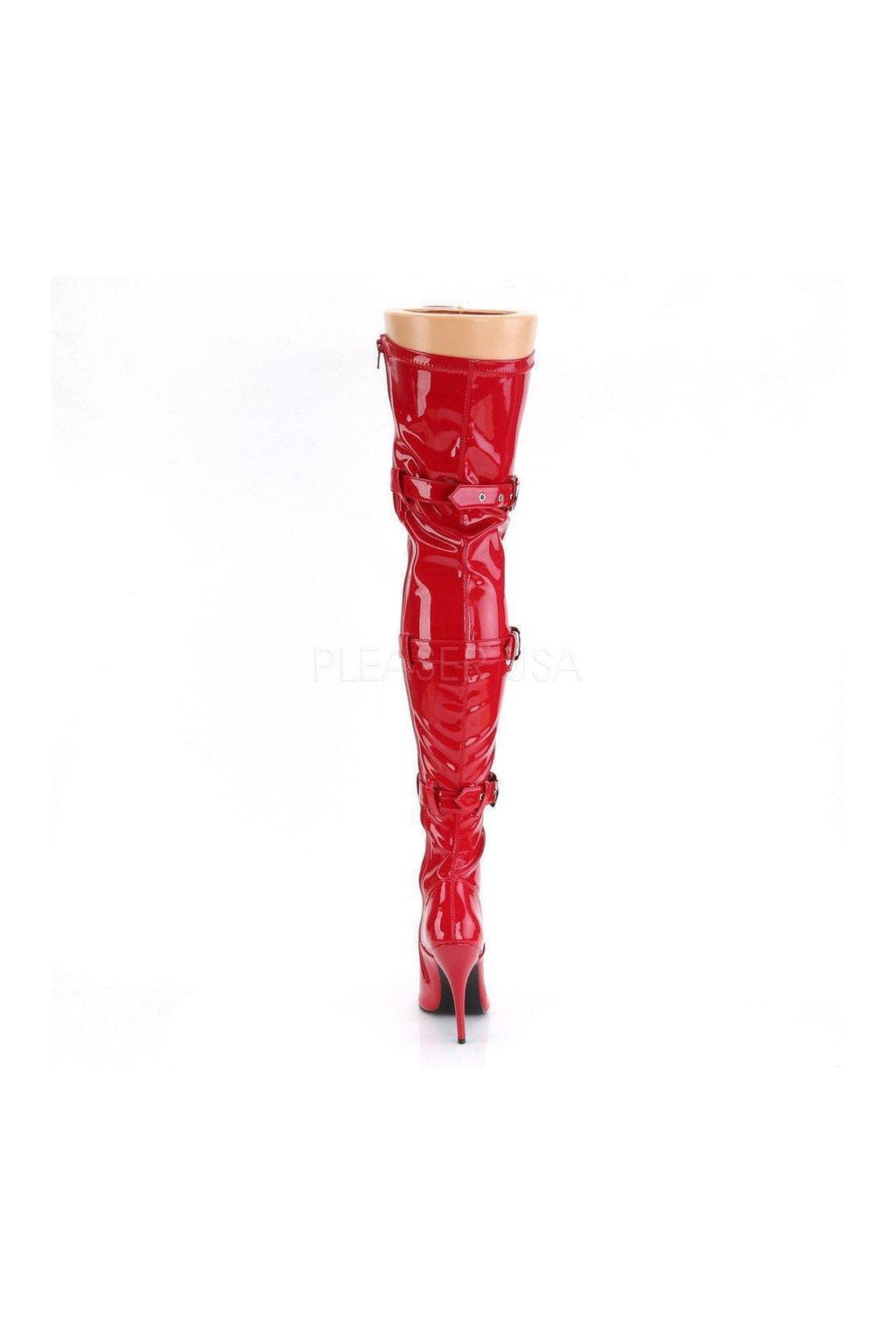 PLEASER SEDUCE-3028 Thigh Boot | Red Patent
