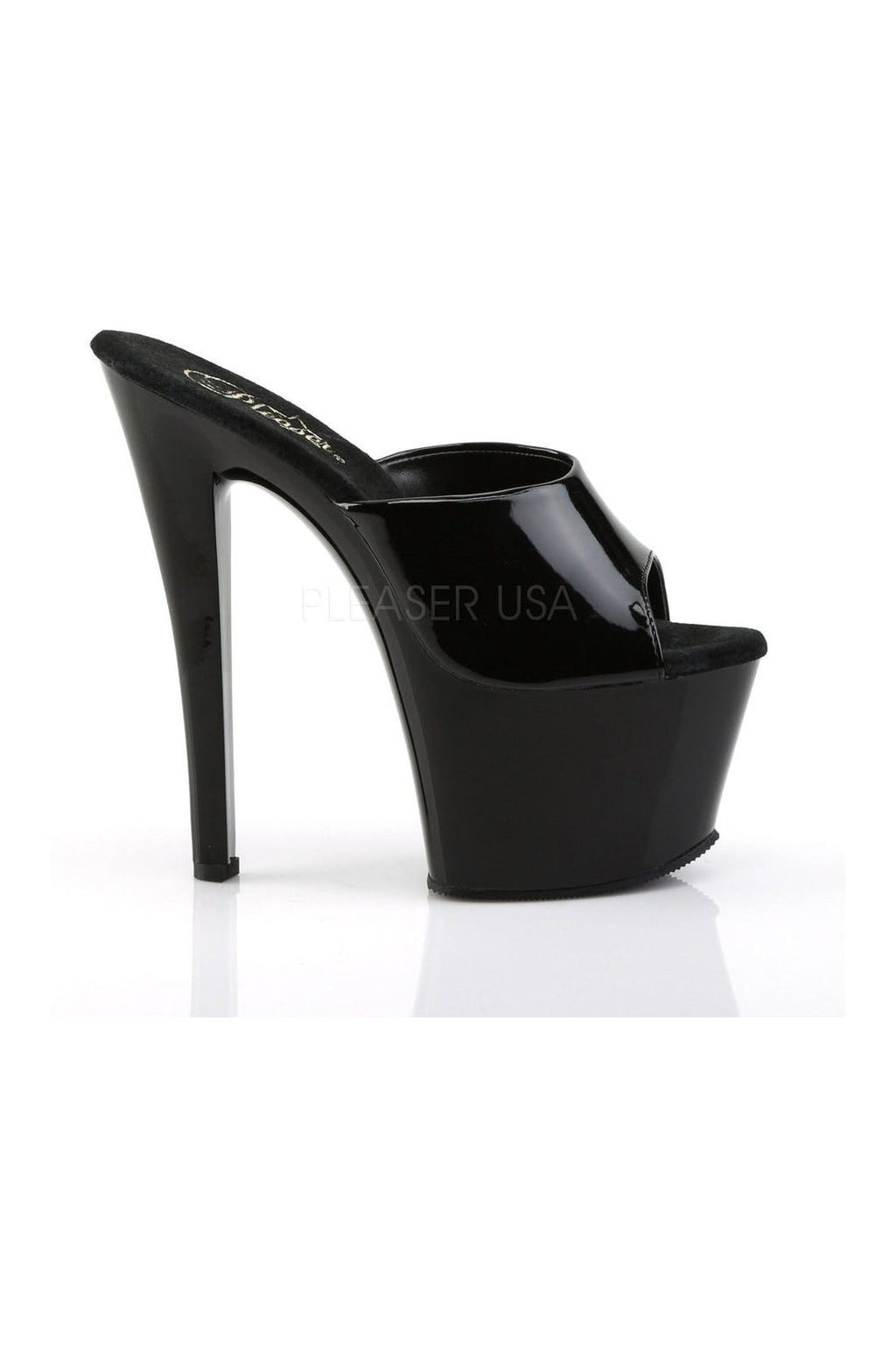 PLEASER SKY-301 Platform Sandal | Black Patent