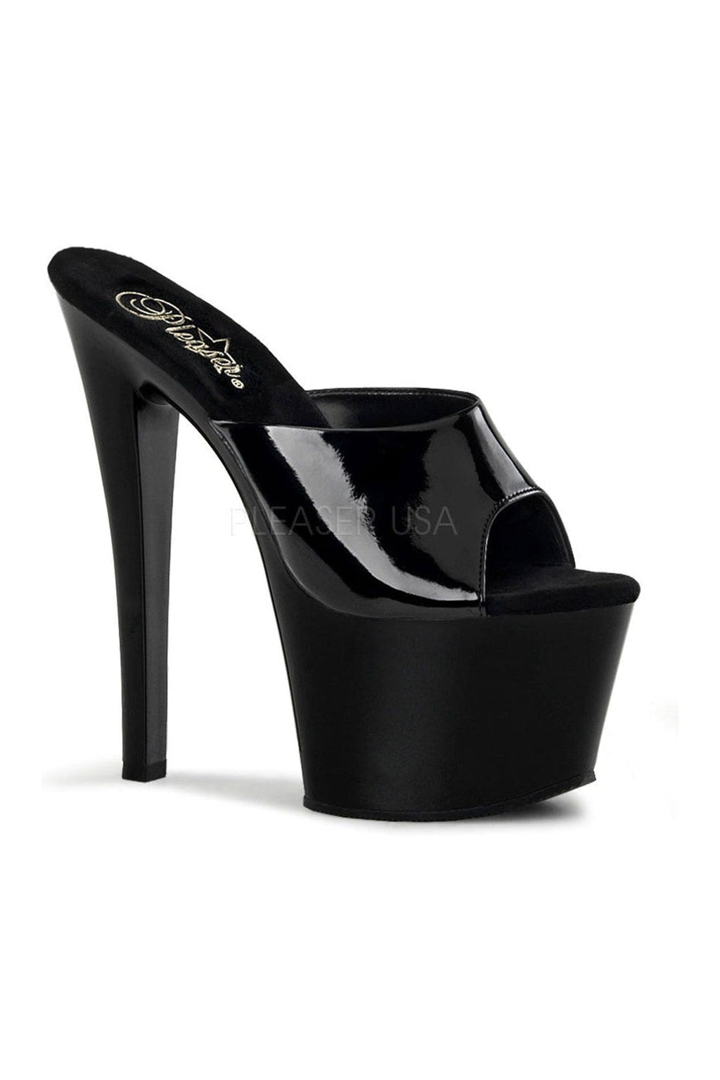 PLEASER SKY-301 Platform Sandal | Black Patent