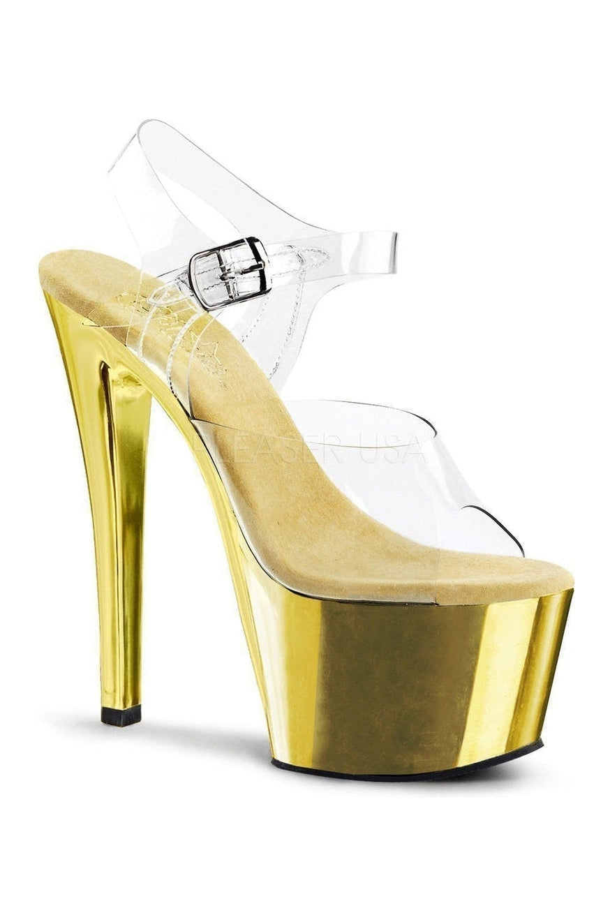PLEASER SKY-308 Platform Sandal | Clear Vinyl