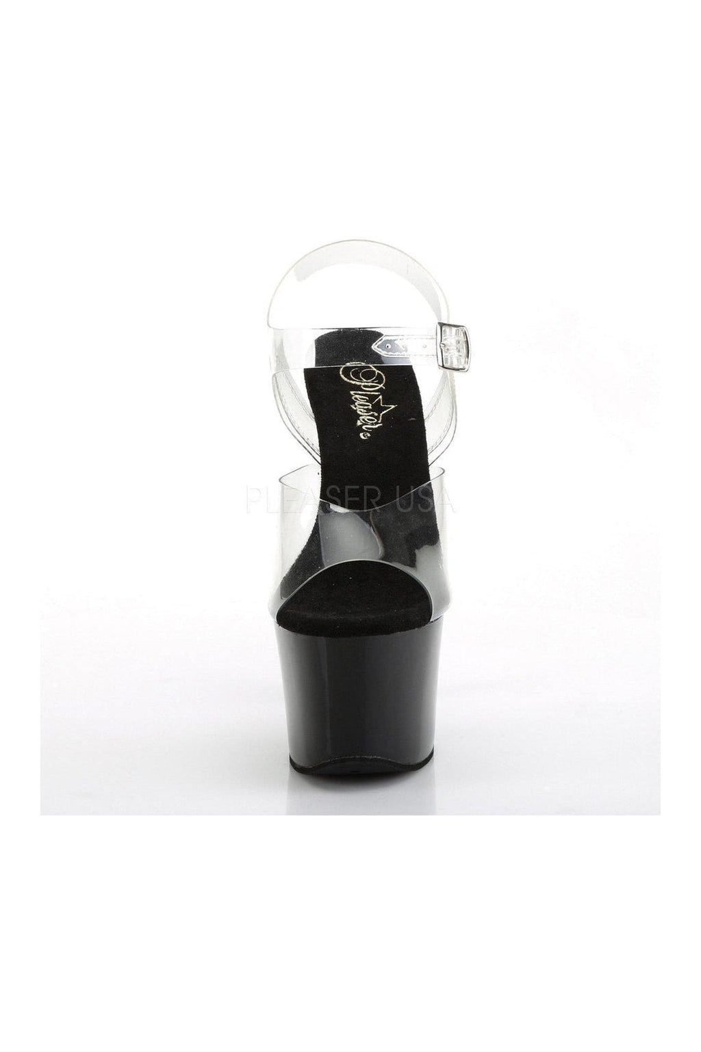 PLEASER SKY-308CRS Platform Sandals | Black Vinyl