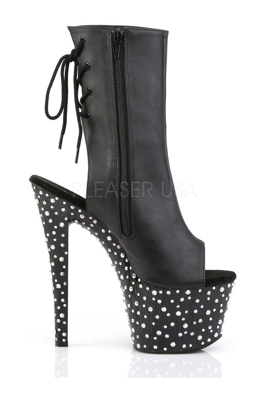 PLEASER STARDANCE-1018-7 Platform Boot | Black Faux Leather