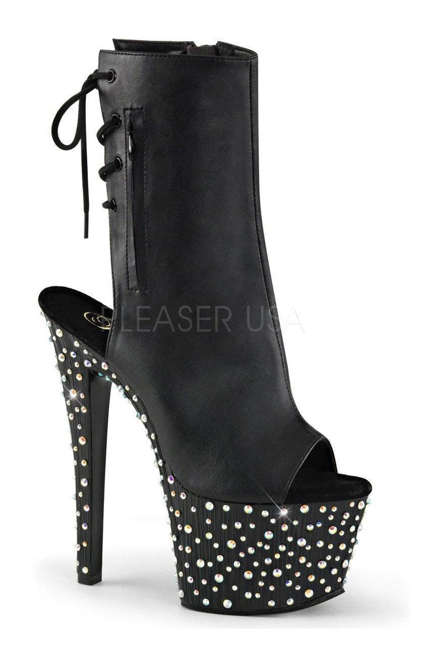 PLEASER STARDANCE-1018-7 Platform Boot | Black Faux Leather