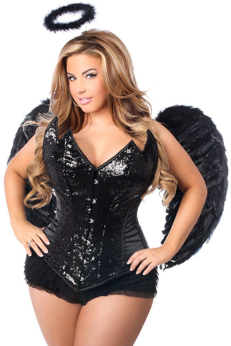  Top Drawer 4 PC Sequin Black Angel Corset Costume