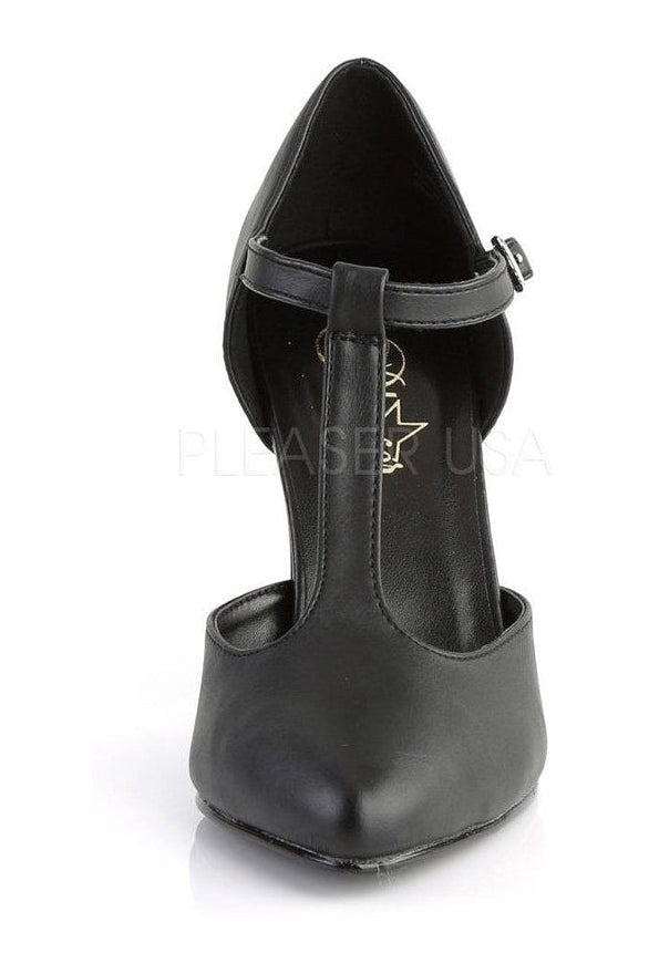 PLEASER VANITY-415 Pump | Black Faux Leather