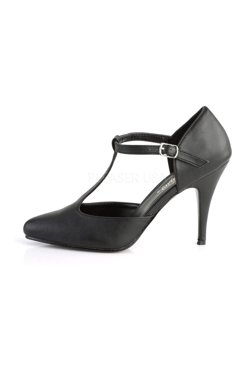 PLEASER VANITY-415 Pump | Black Faux Leather
