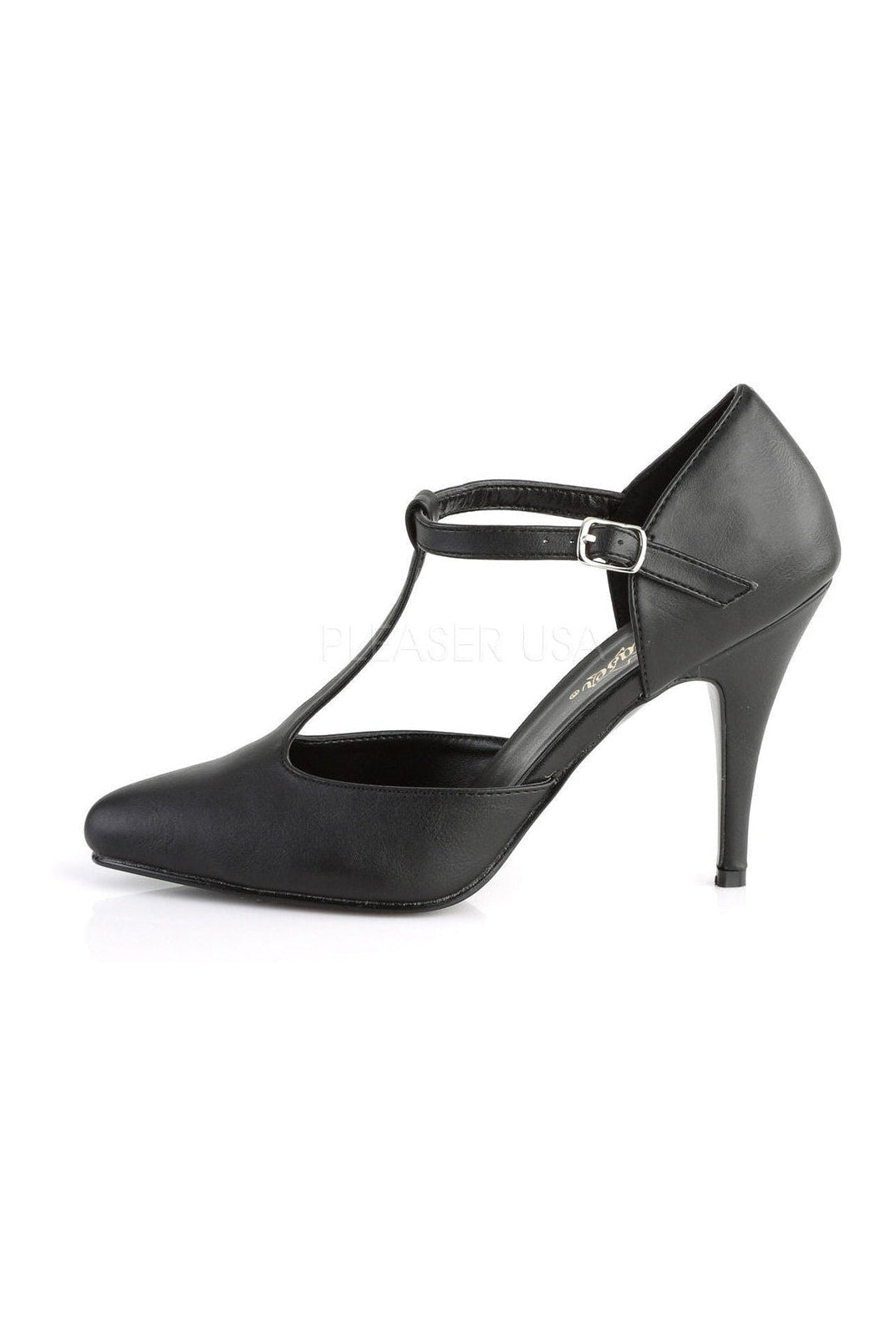 PLEASER VANITY-415 Pump | Black Faux Leather