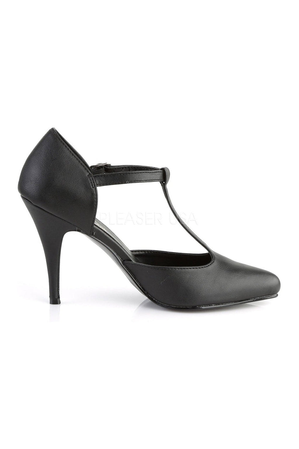 PLEASER VANITY-415 Pump | Black Faux Leather