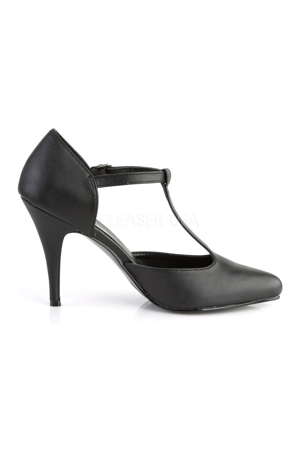 PLEASER VANITY-415 Pump | Black Faux Leather