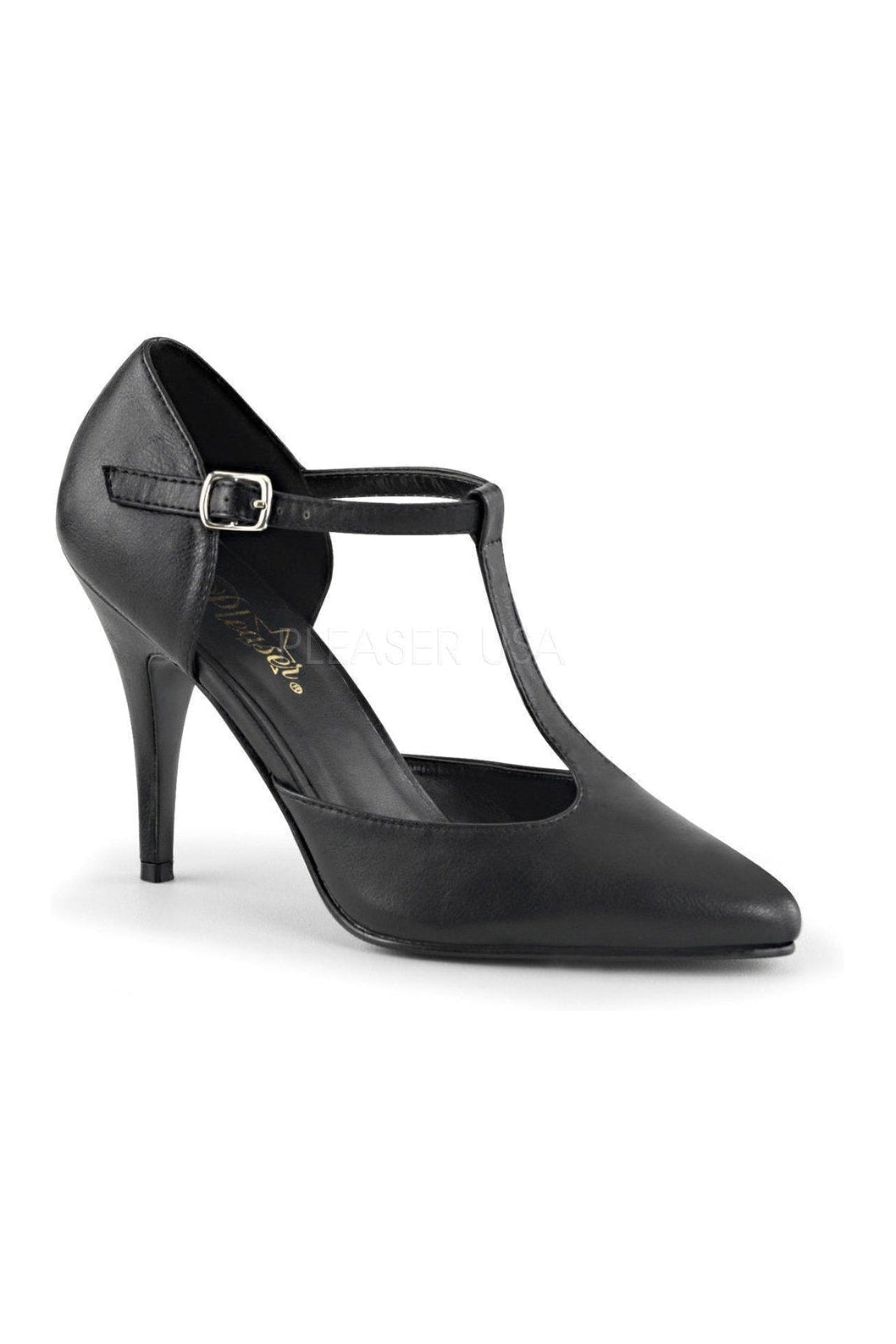 PLEASER VANITY-415 Pump | Black Faux Leather
