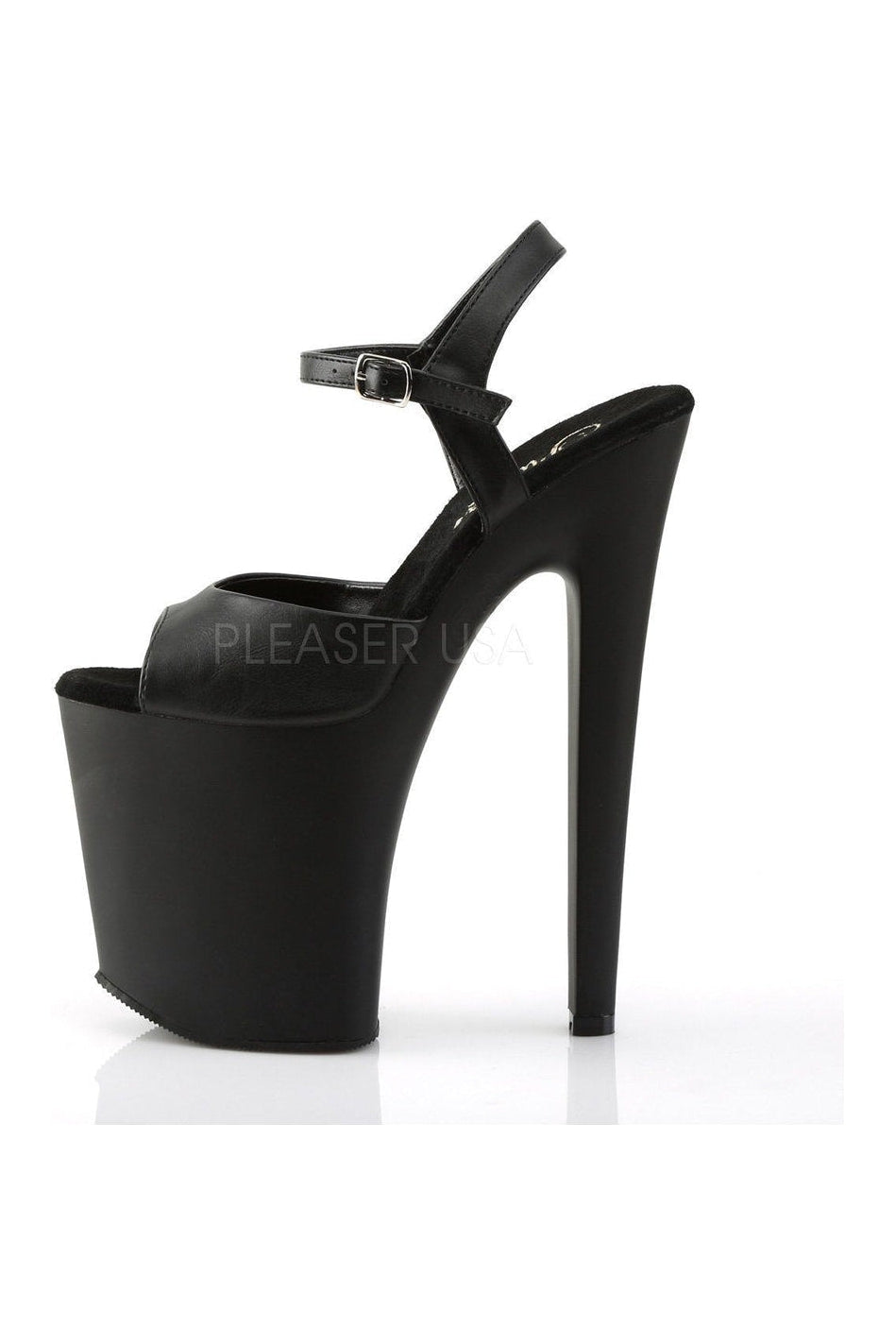 PLEASER XTREME-809 Platform Sandal | Black Faux Leather