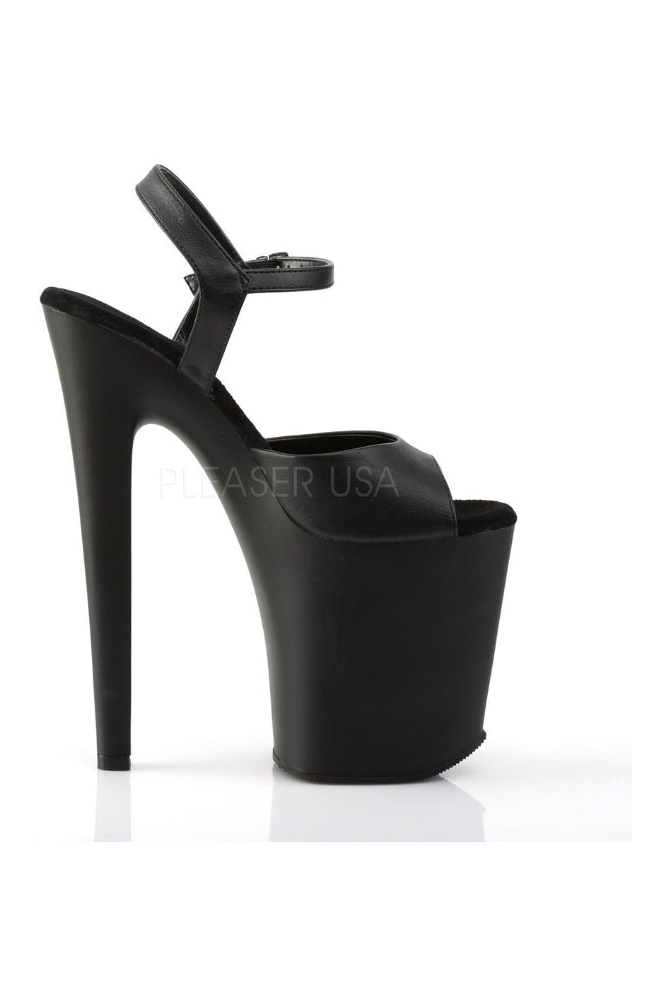 PLEASER XTREME-809 Platform Sandal | Black Faux Leather