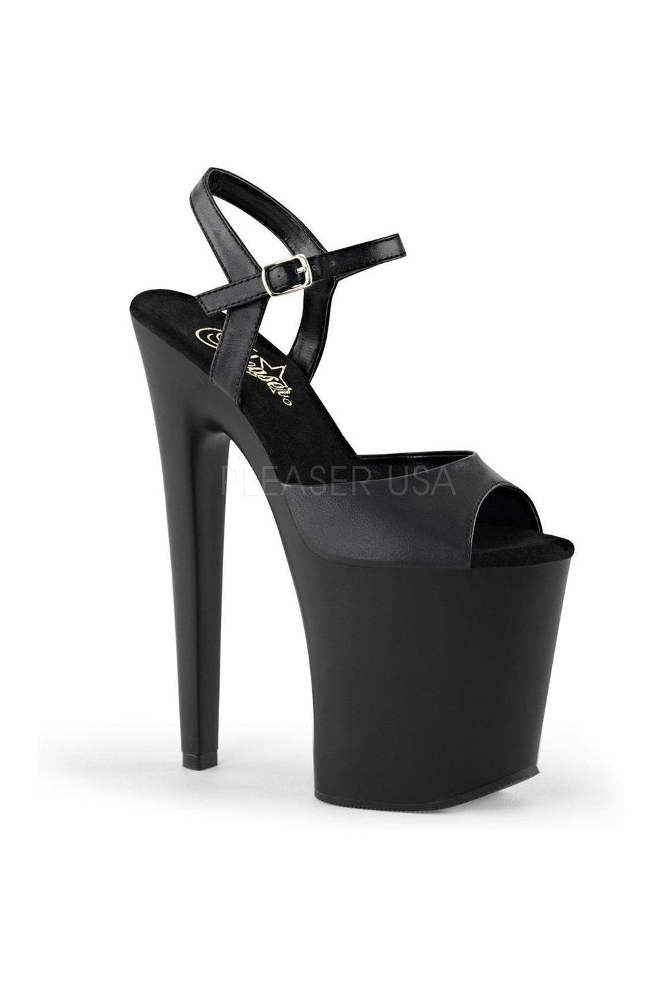 PLEASER XTREME-809 Platform Sandal | Black Faux Leather
