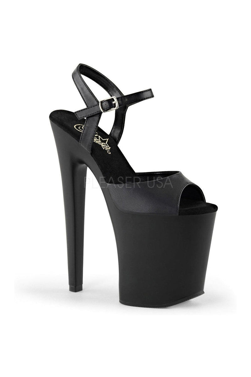 PLEASER XTREME-809 Platform Sandal | Black Faux Leather